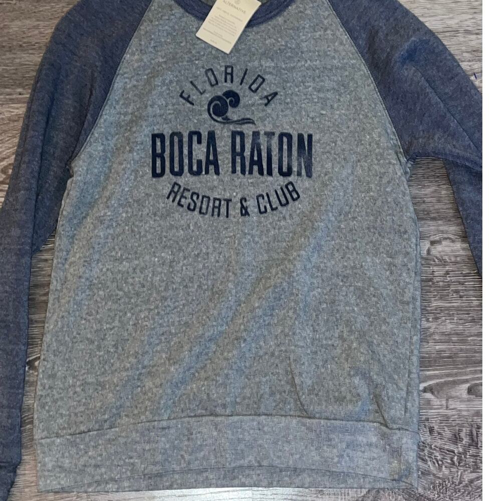 Alternative Apparel Boca Raton Florida Resort Club Raglan Gray M (328)